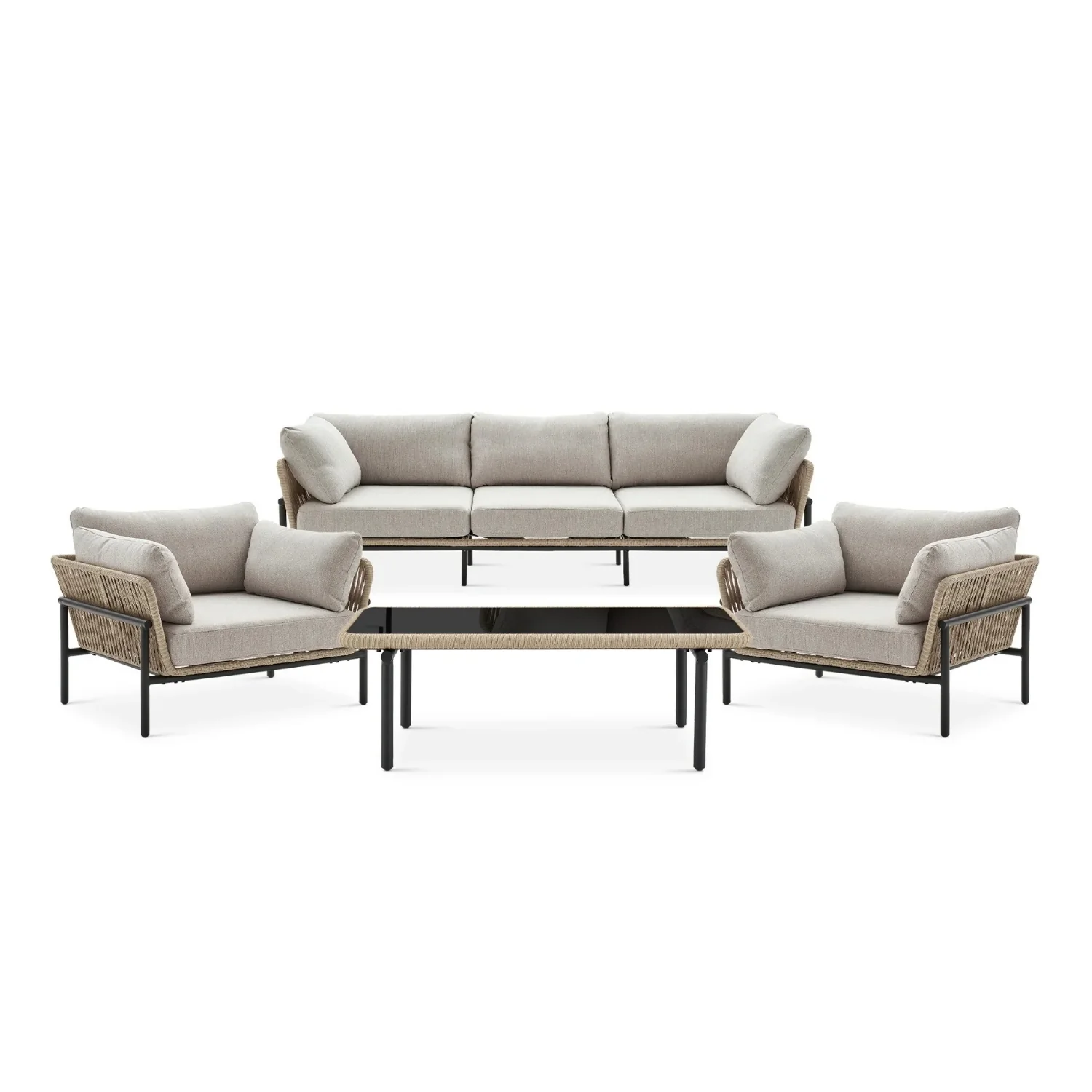 Outdoor 4-Piece Rope Conversation Sofa Set - Image 5