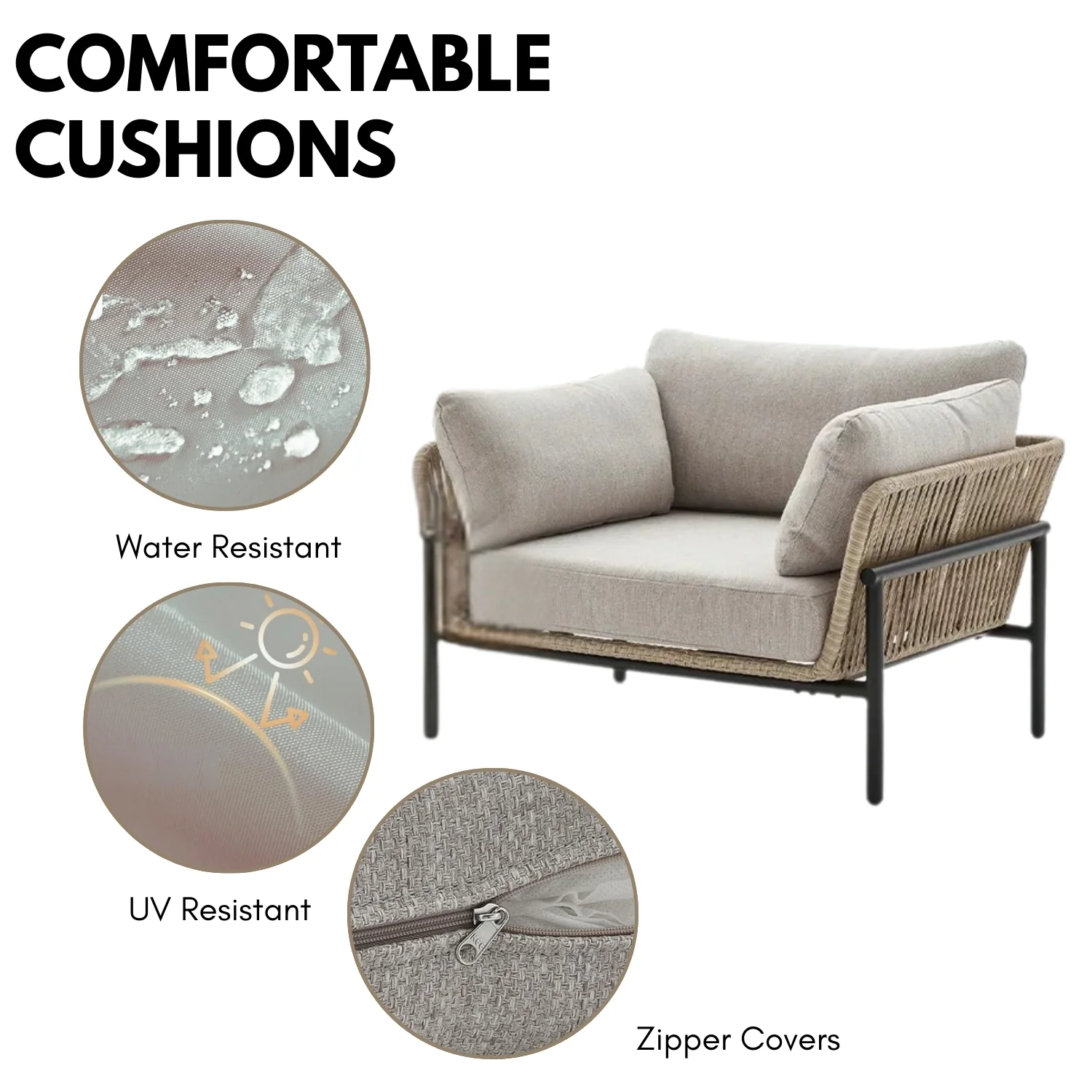 Outdoor 4-Piece Rope Conversation Sofa Set - Image 7