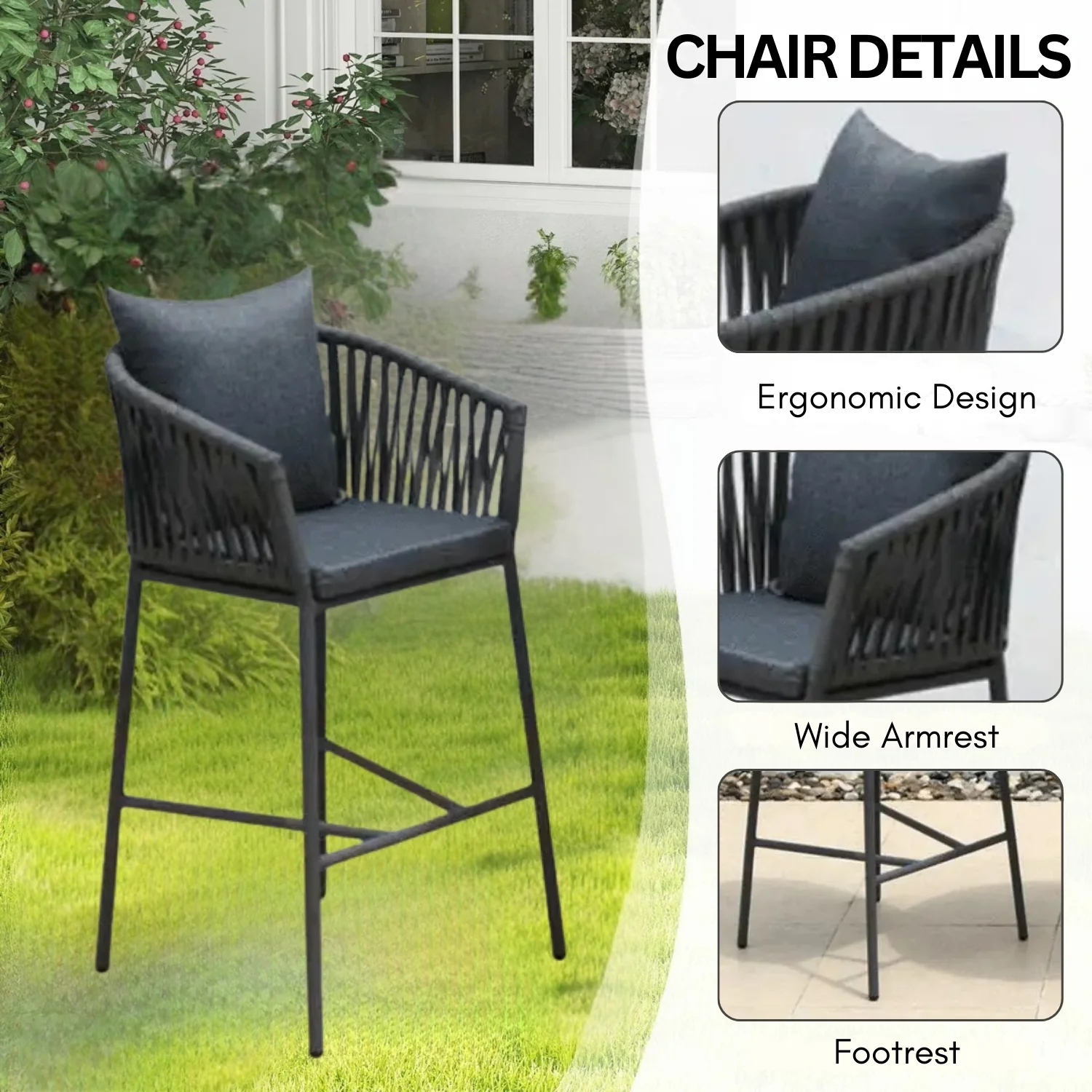 Premium Outdoor Rope Bar Set With a High-Top Round Table - Image 5