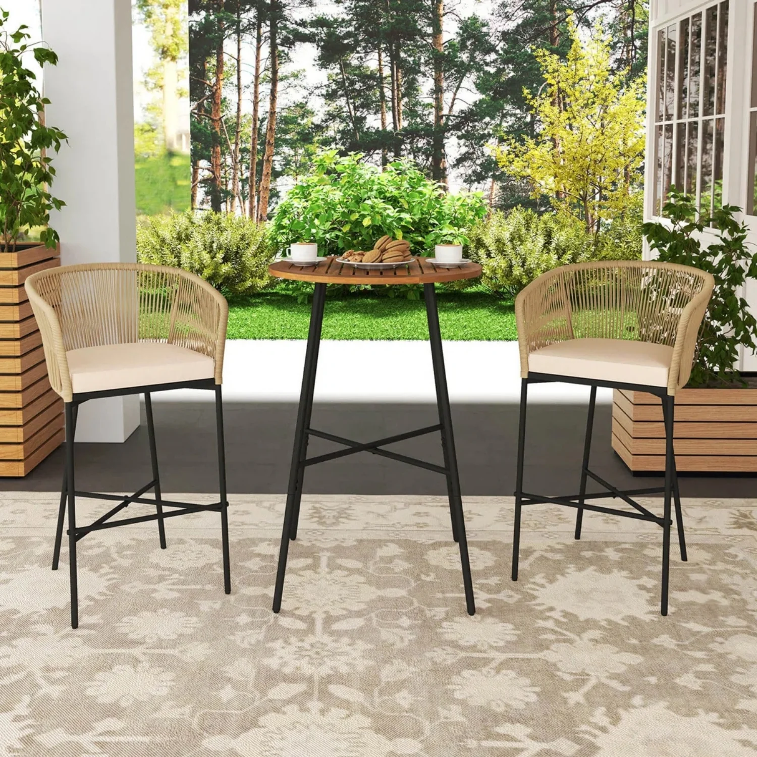 Premium Outdoor Rope Bar Set With a High-Top Round Table - Image 10
