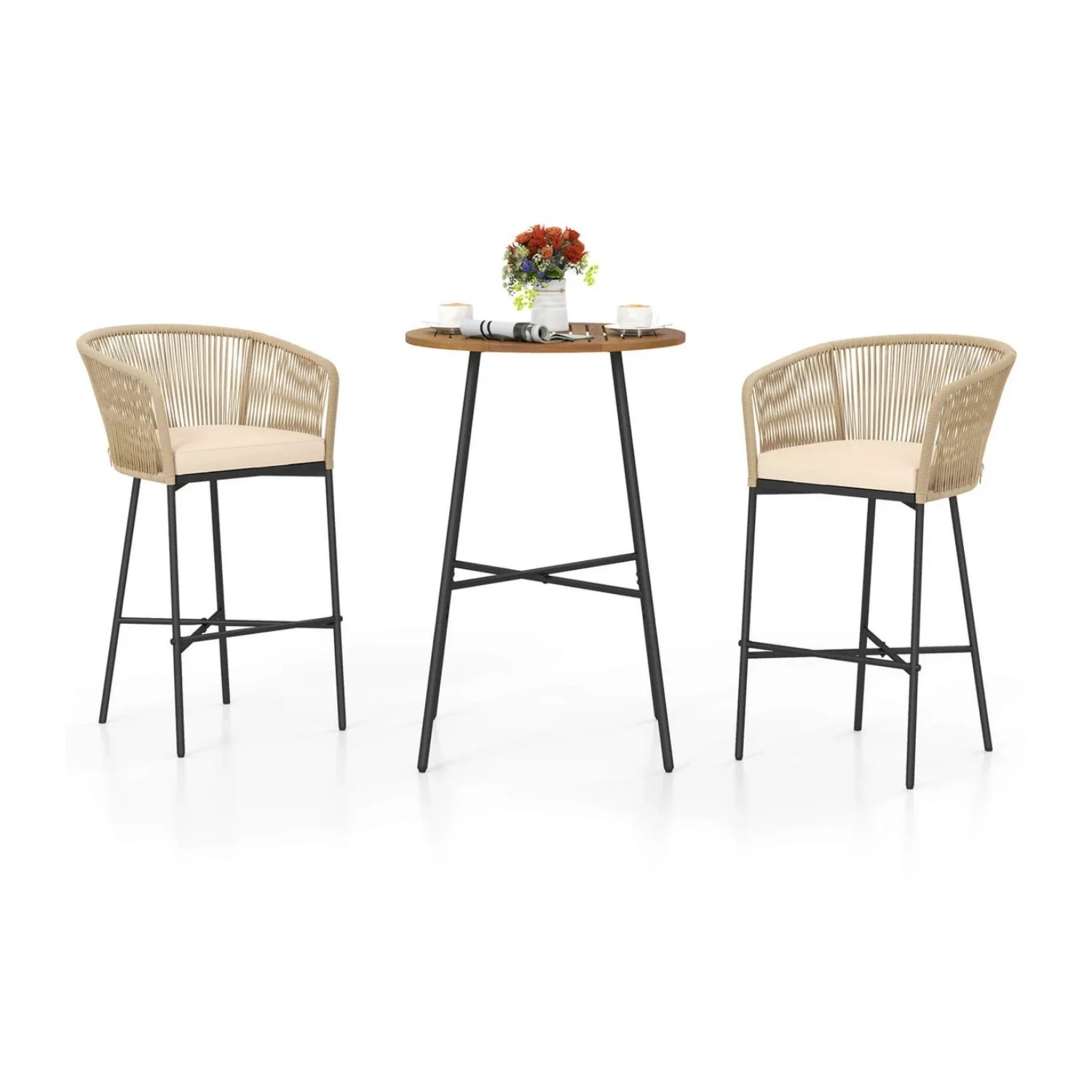 Premium Outdoor Rope Bar Set With a High-Top Round Table - Image 3