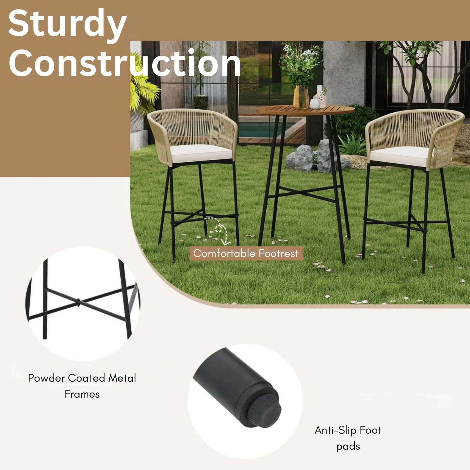 Premium Outdoor Rope Bar Set With a High-Top Round Table - Image 6