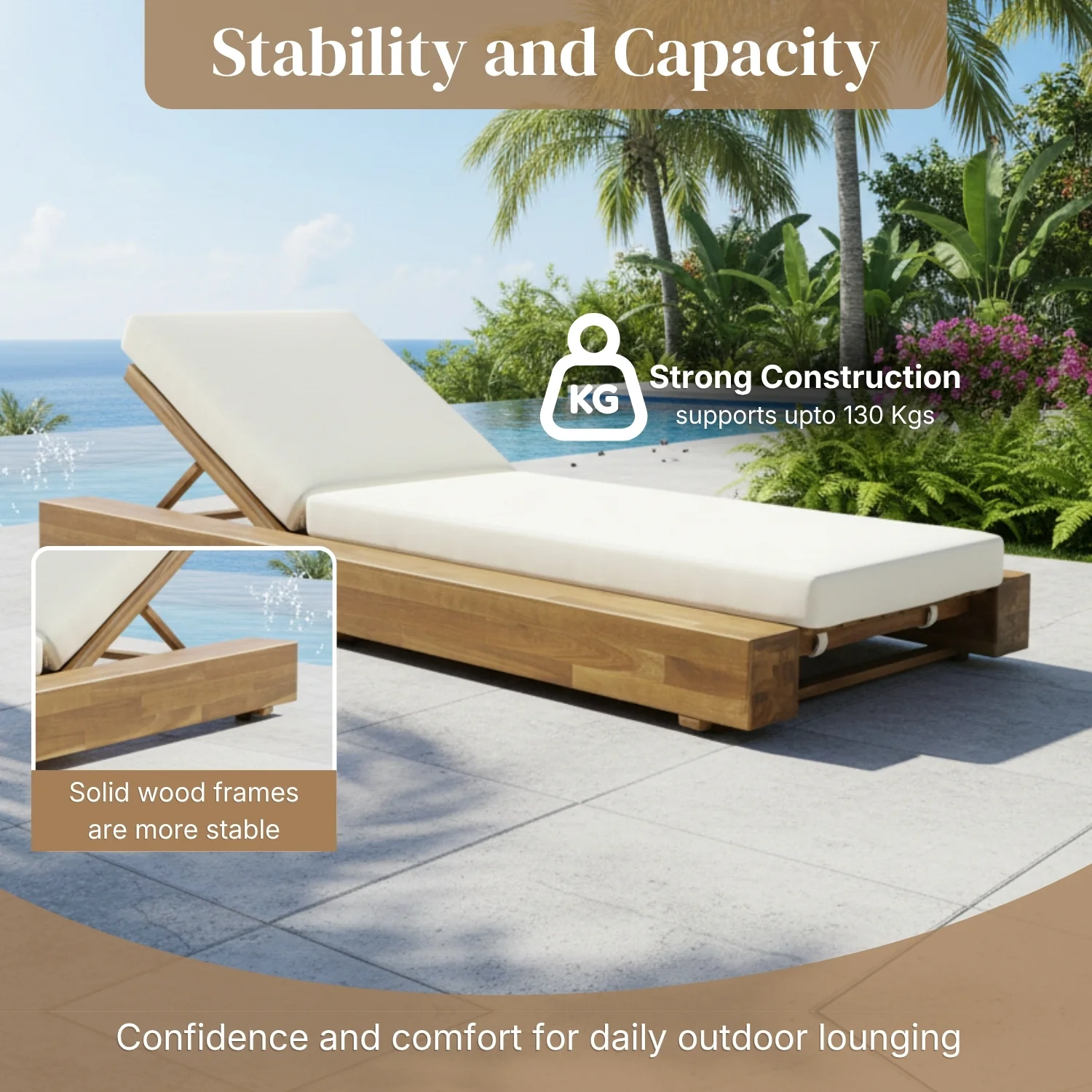 Premium Outdoor Sheesham Wood Lounger Set with Cushions - Image 3