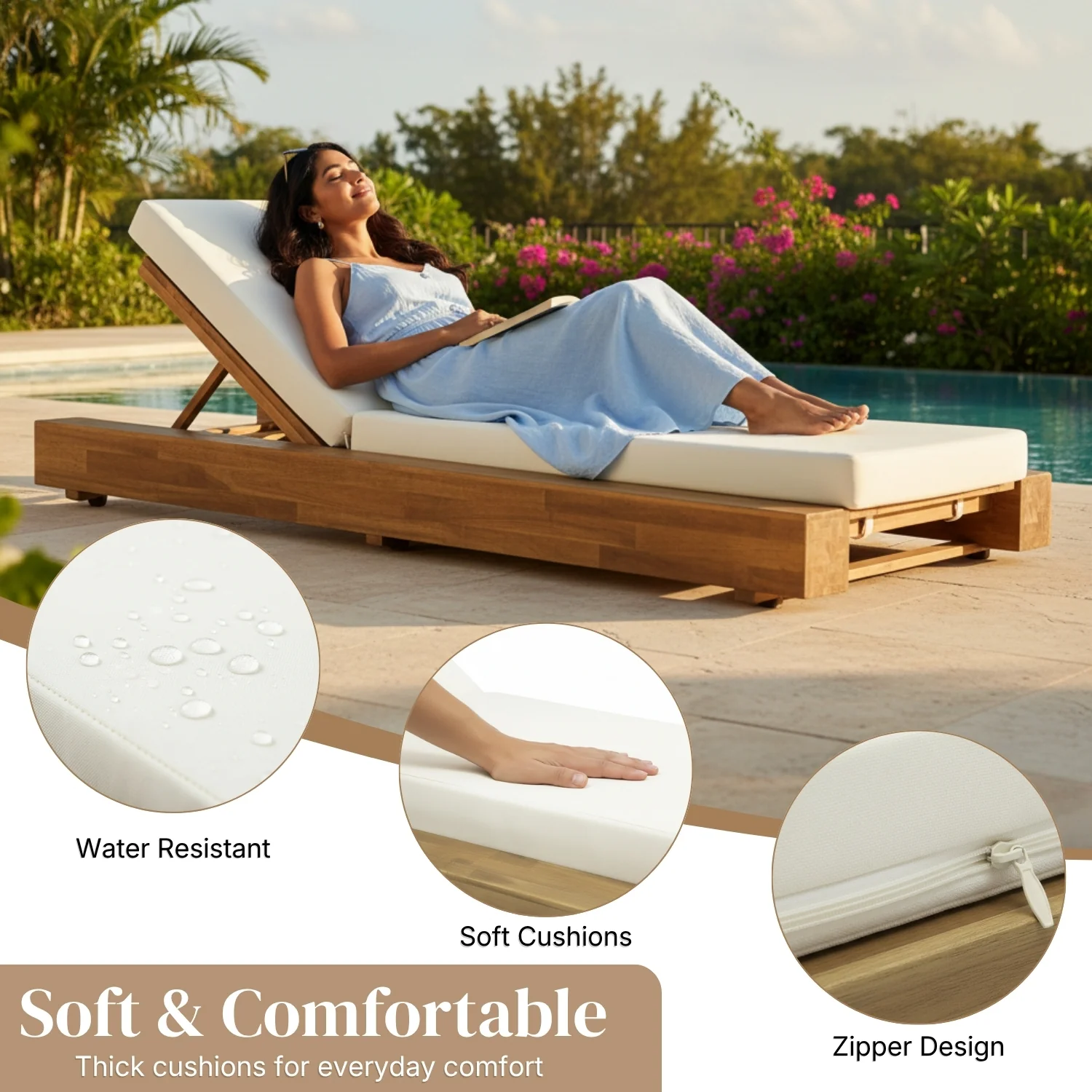 Premium Outdoor Sheesham Wood Lounger Set with Cushions - Image 5