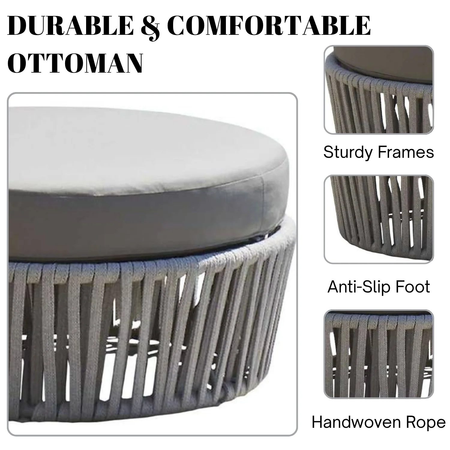 Round Outdoor Rope Footstool - Image 4