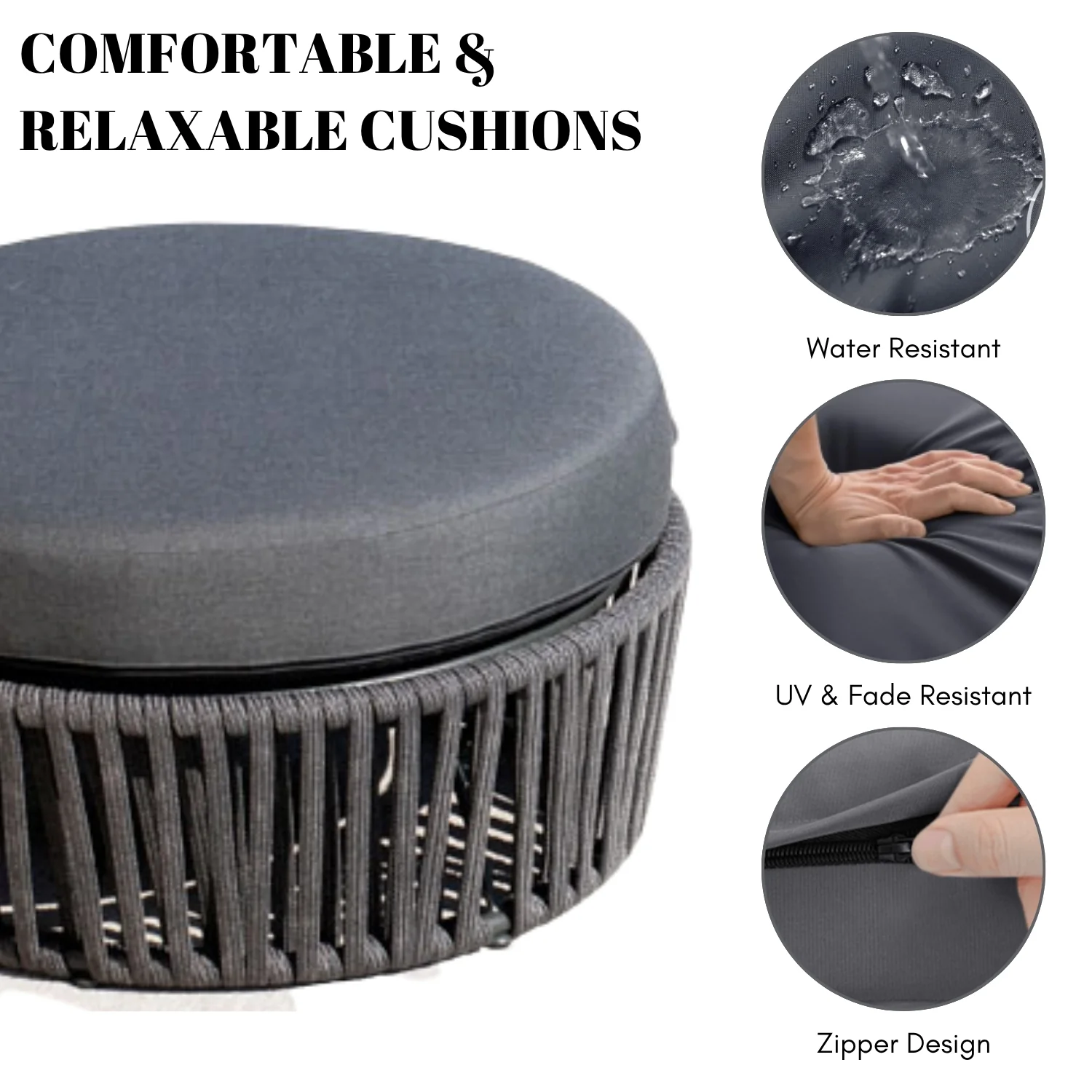Round Outdoor Rope Footstool - Image 5