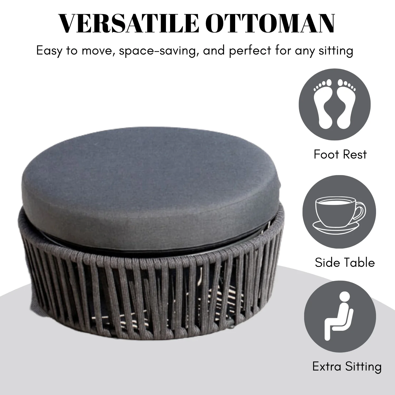Round Outdoor Rope Footstool - Image 6