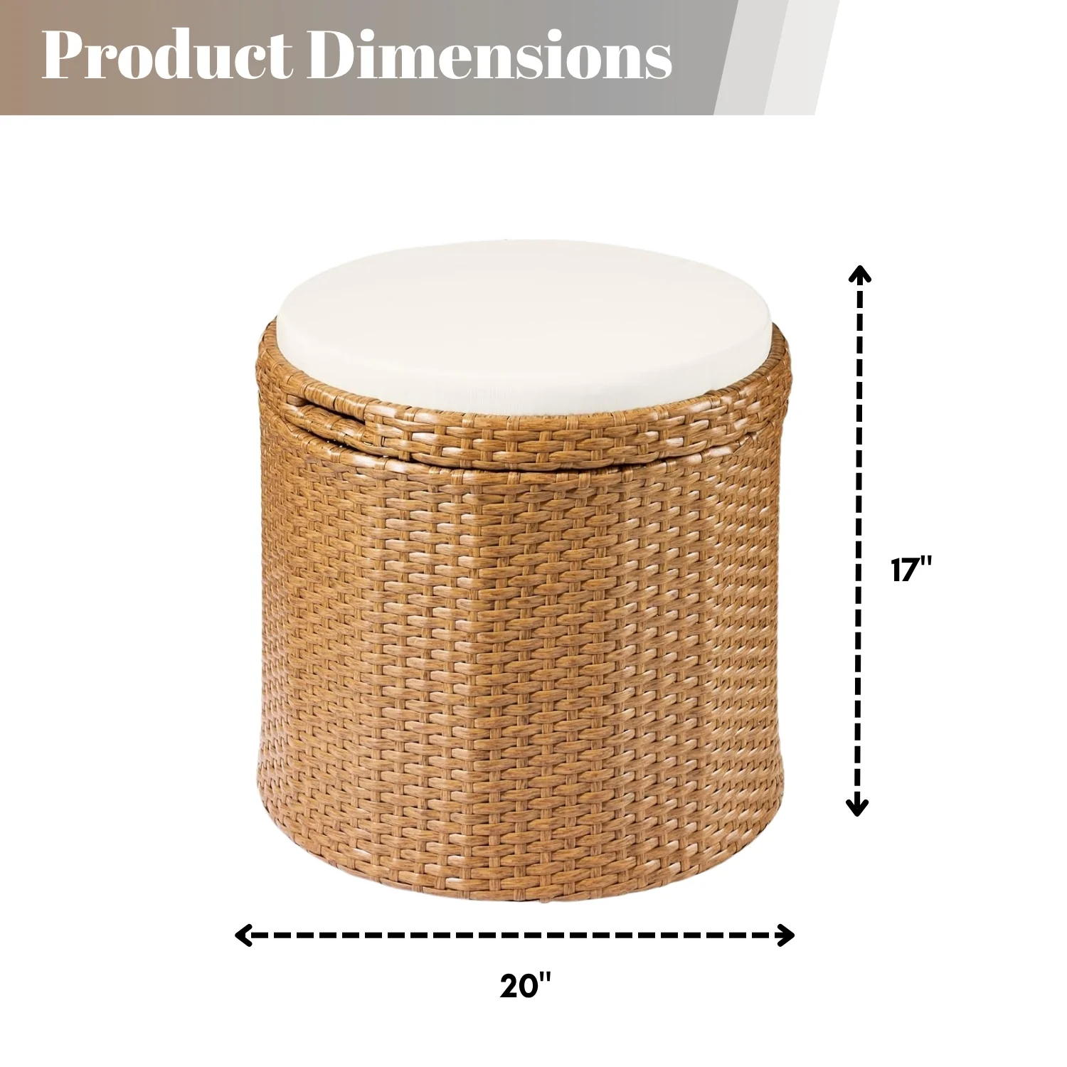 Round Wicker Ottoman for Patio & Backyard - Image 2
