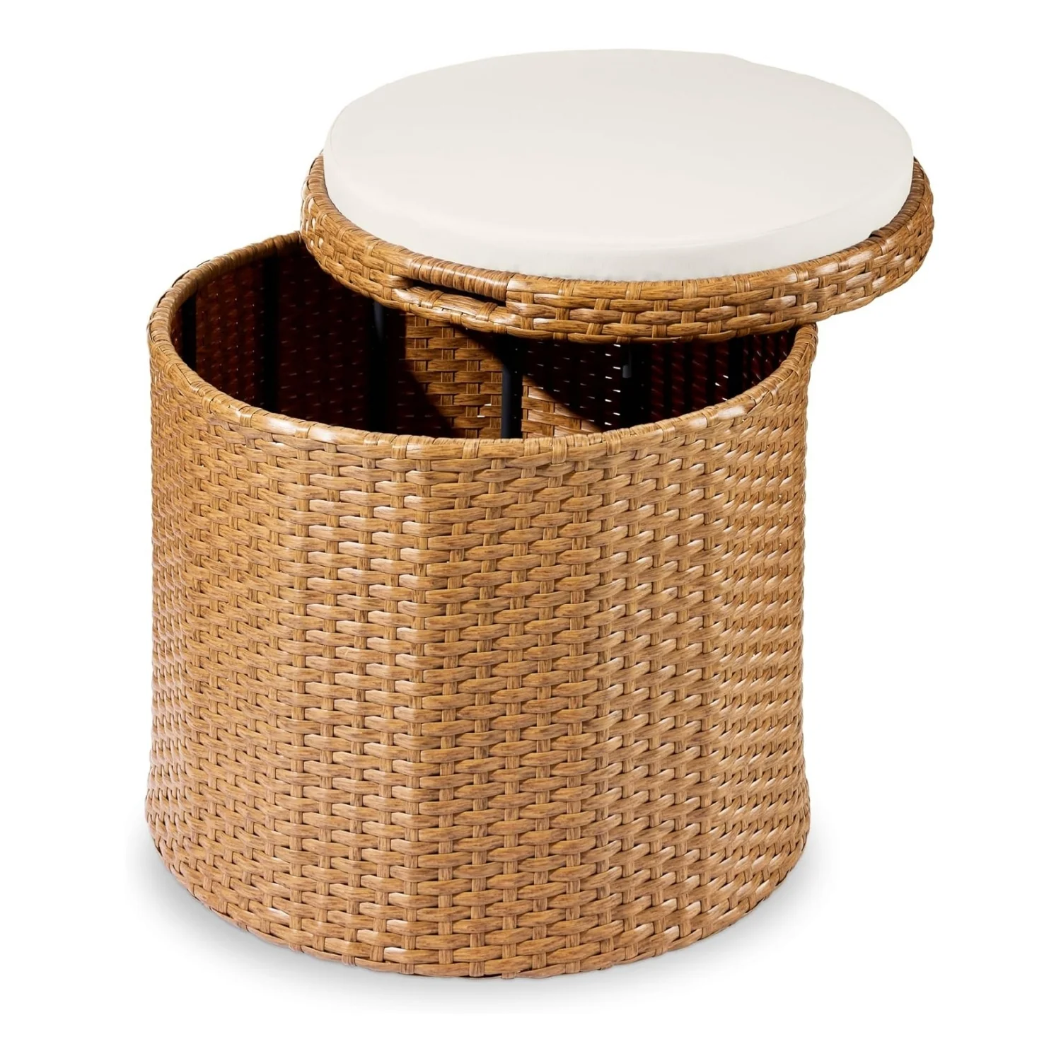 Round Wicker Ottoman for Patio & Backyard - Image 7