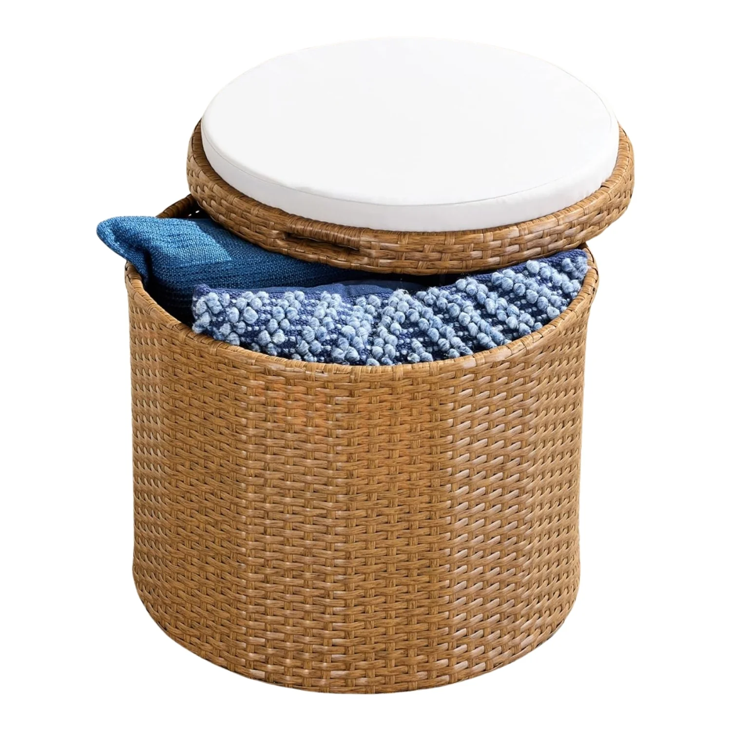 Round Wicker Ottoman for Patio & Backyard - Image 8