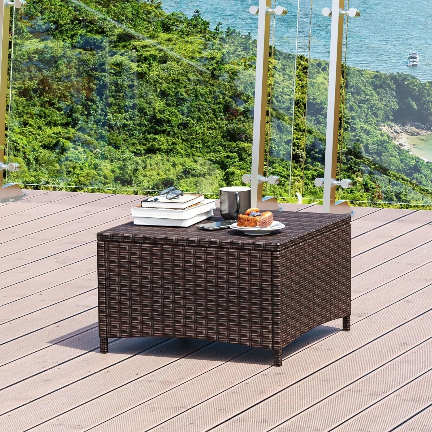 Set of 2 Outdoor Rattan Wicker Ottomans - Image 7