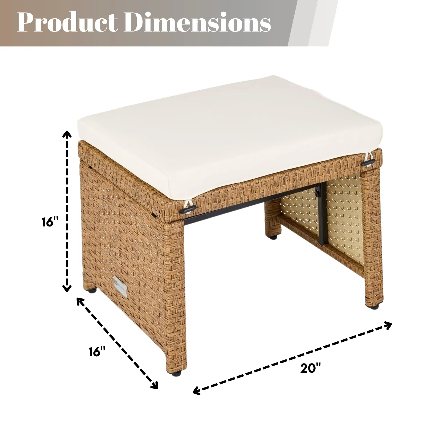 Set of 2 Wicker Ottomans, Multipurpose Outdoor Furniture - Image 2