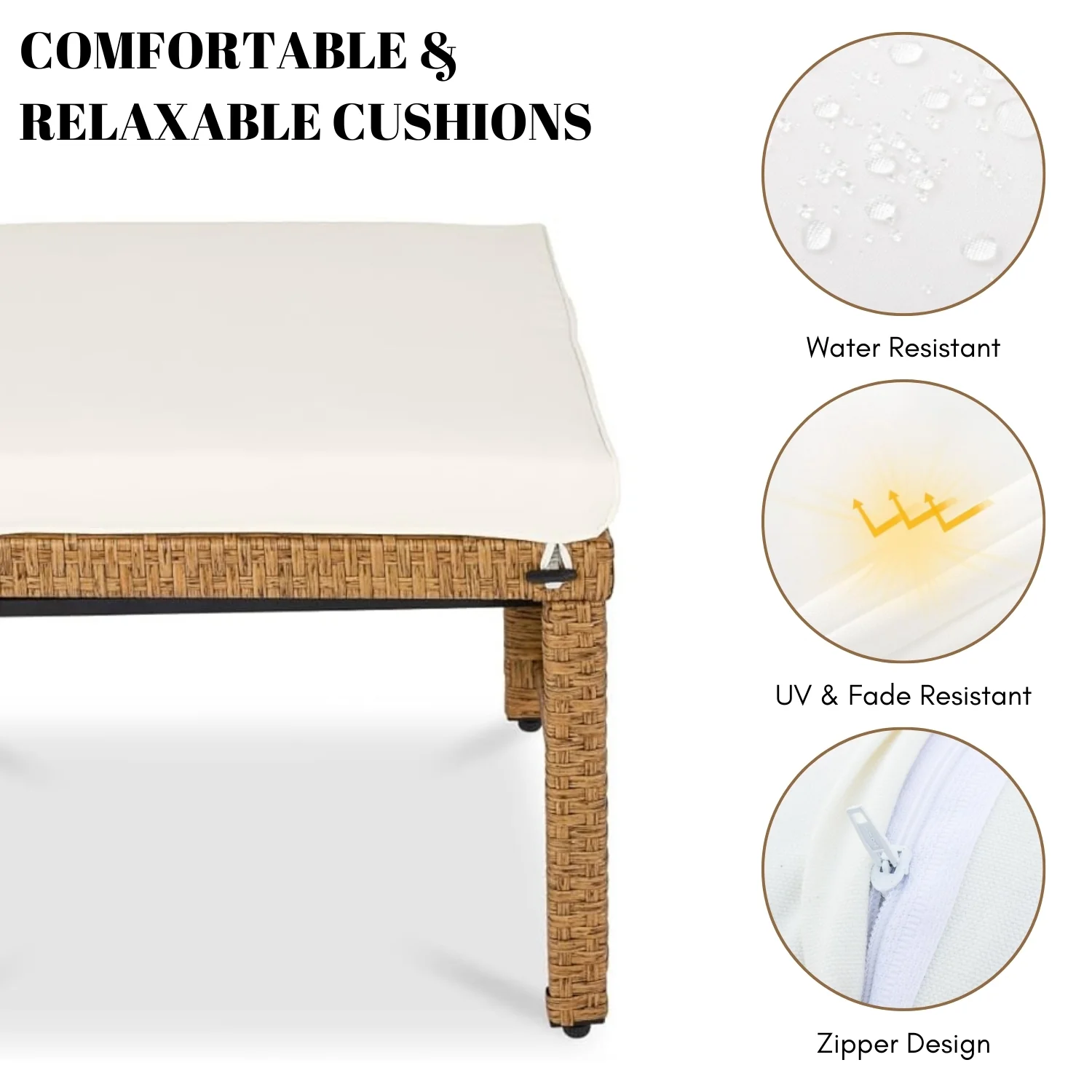 Set of 2 Wicker Ottomans, Multipurpose Outdoor Furniture - Image 4