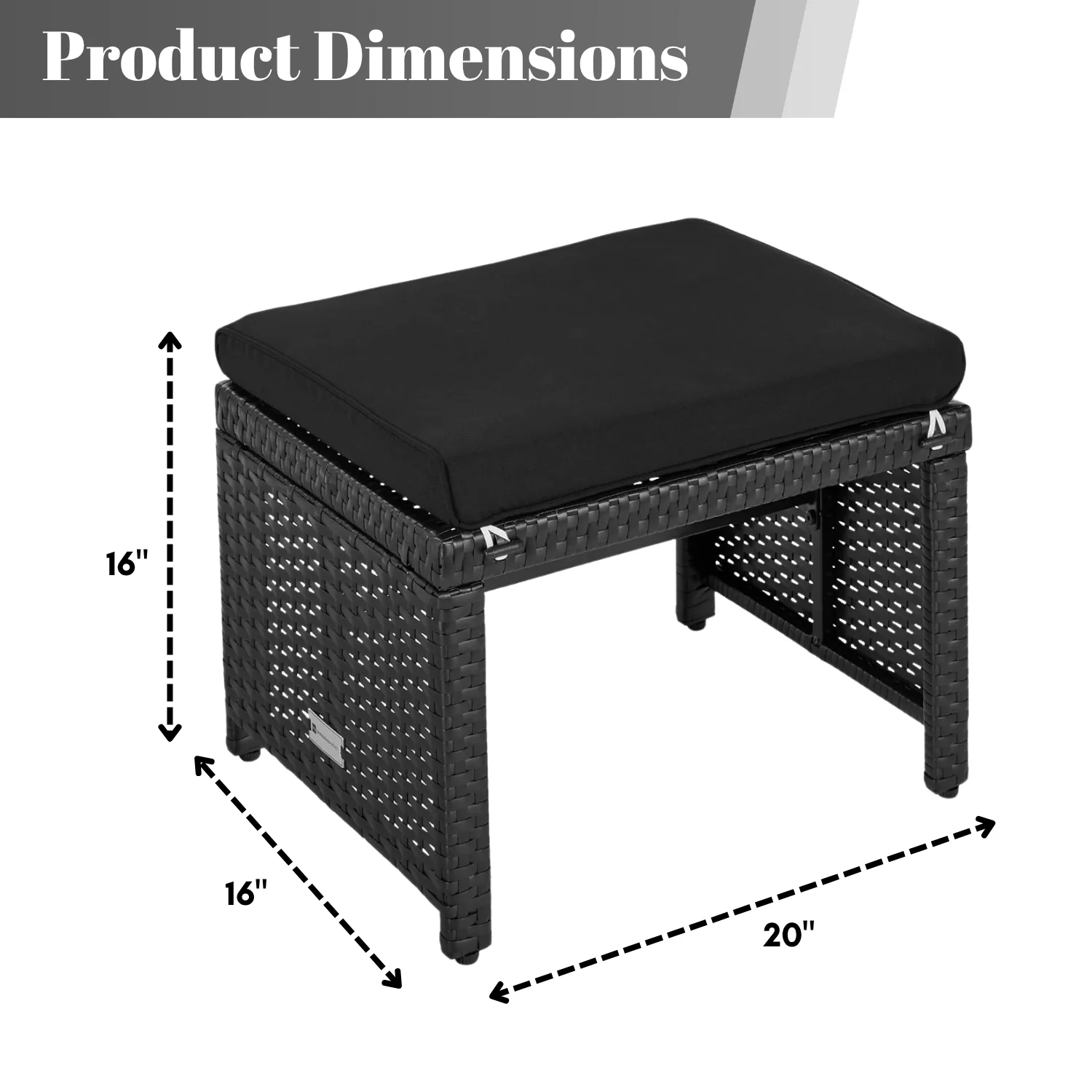 Set of 2 Wicker Ottomans, Multipurpose Outdoor Furniture - Image 2