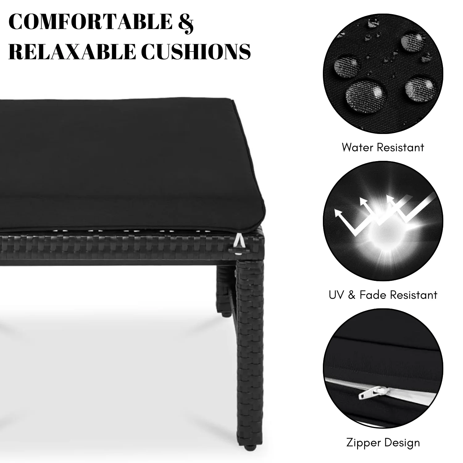 Set of 2 Wicker Ottomans, Multipurpose Outdoor Furniture - Image 4