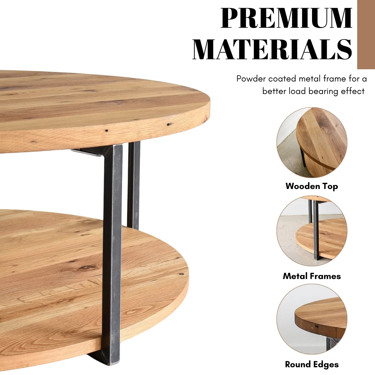 Sheesham Wood Top 2-Tier Round Coffee Table - Image 6