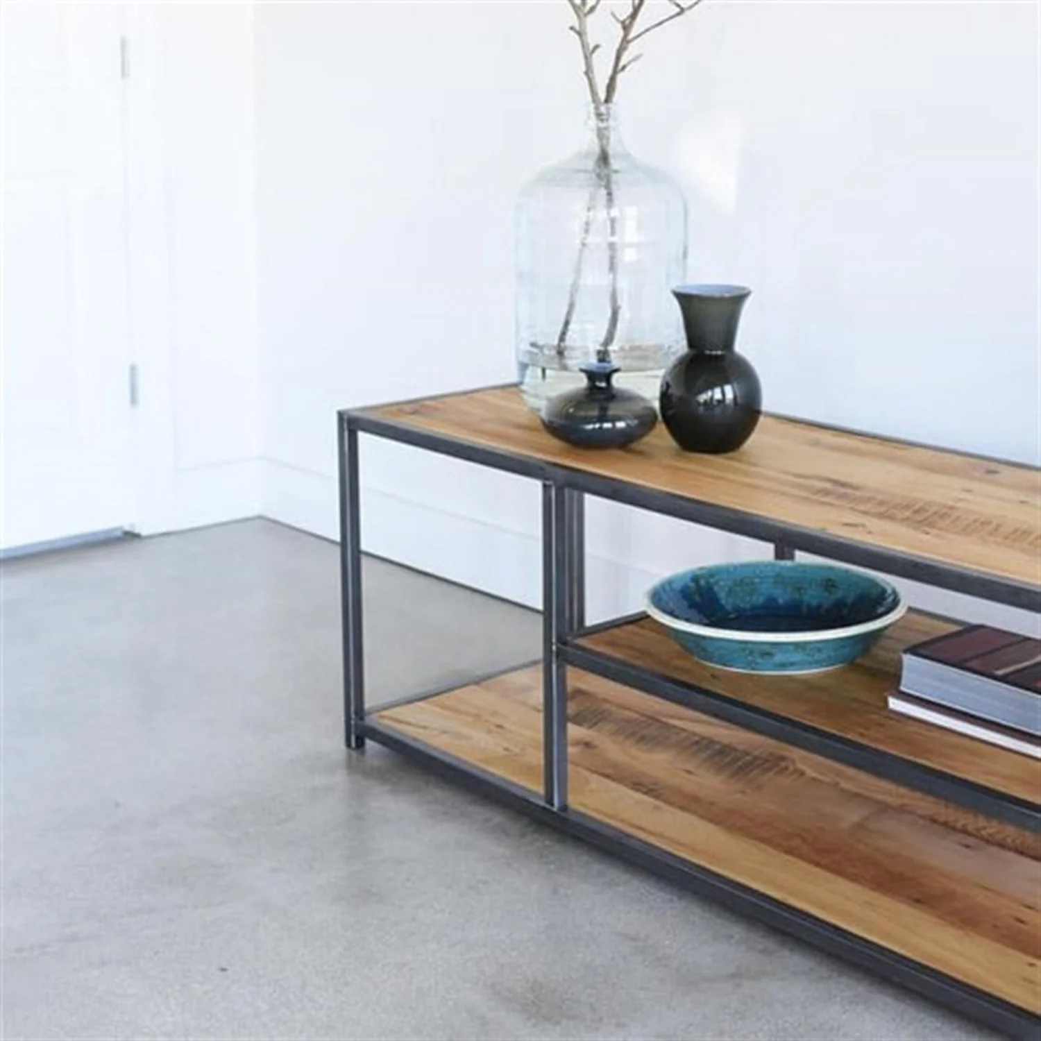 Sheesham Wood Top Open Media Console Table - Image 3
