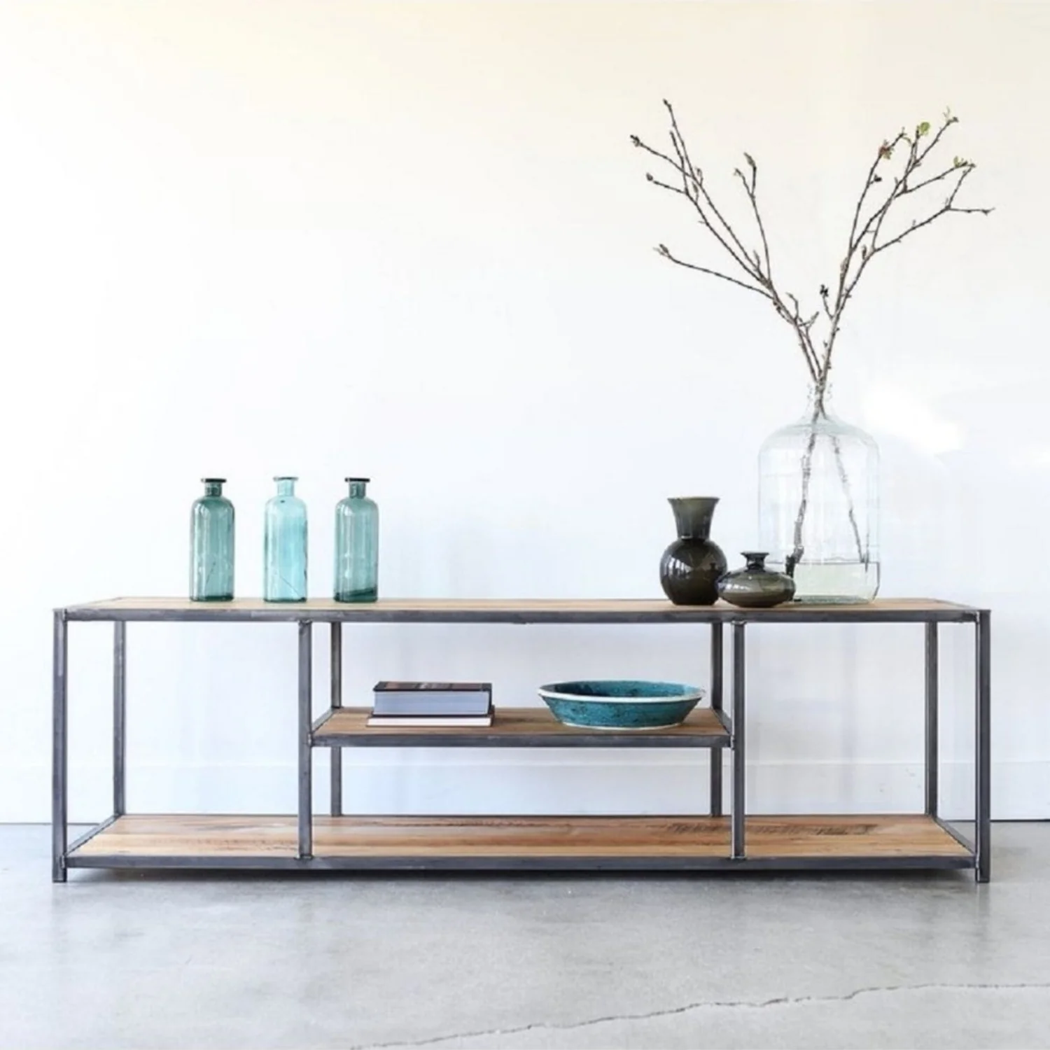 Sheesham Wood Top Open Media Console Table - Image 7