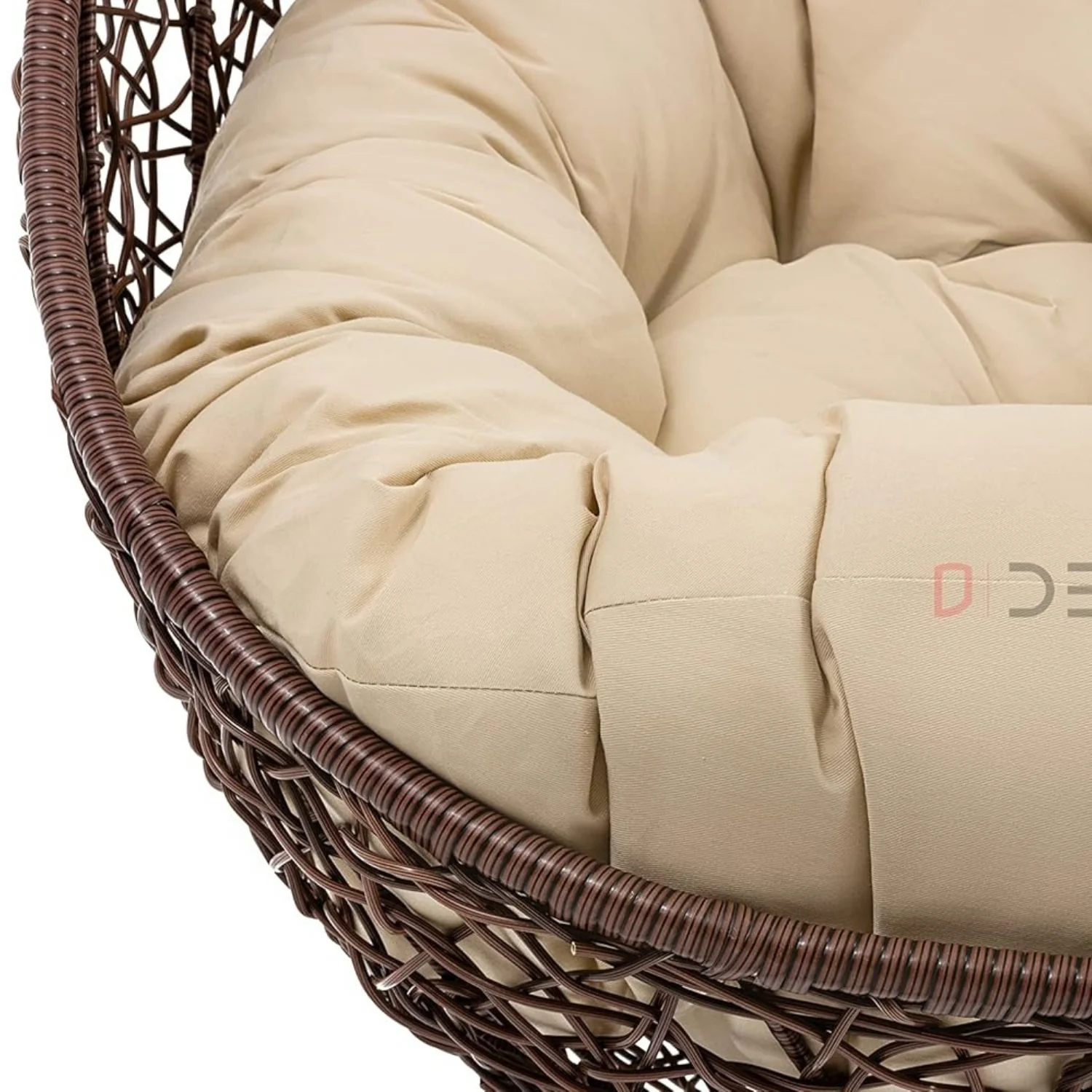 Single Seater Rattan & Wicker Swing (Brown & Cream) - Image 3