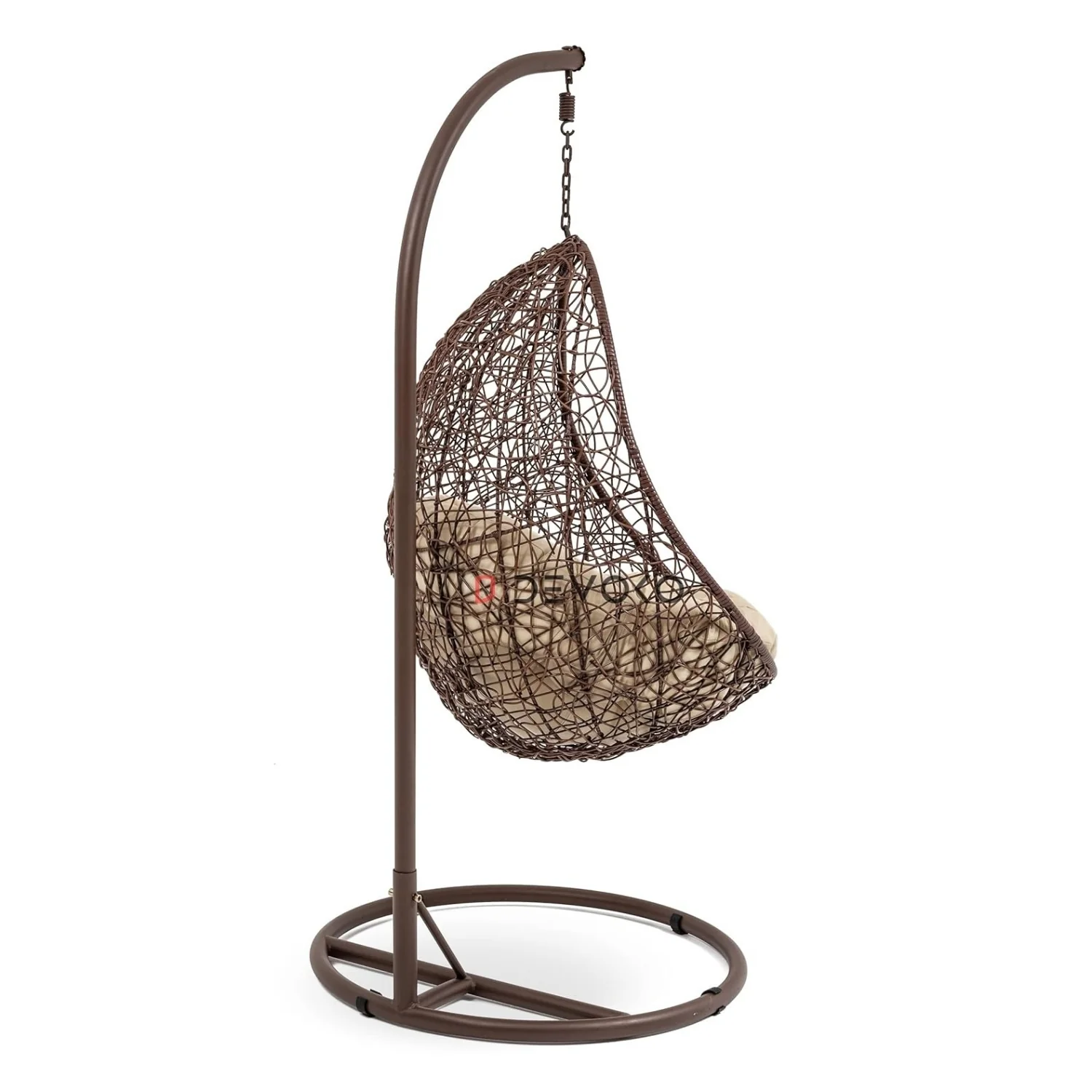 Single Seater Rattan & Wicker Swing (Brown & Cream) - Image 6