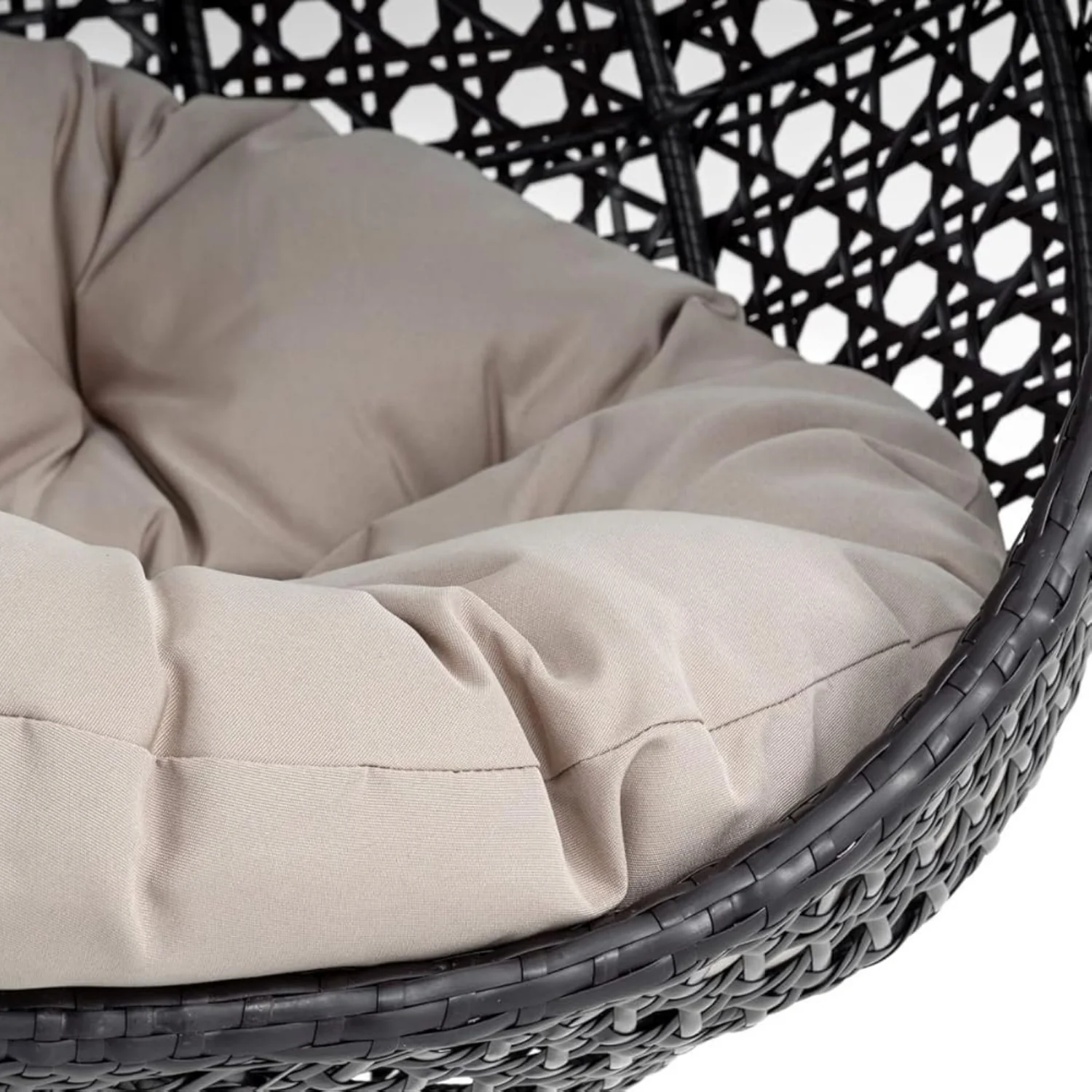 Single Seater Rattan & Wicker Swing (Dark Brown and Cream) - Image 7