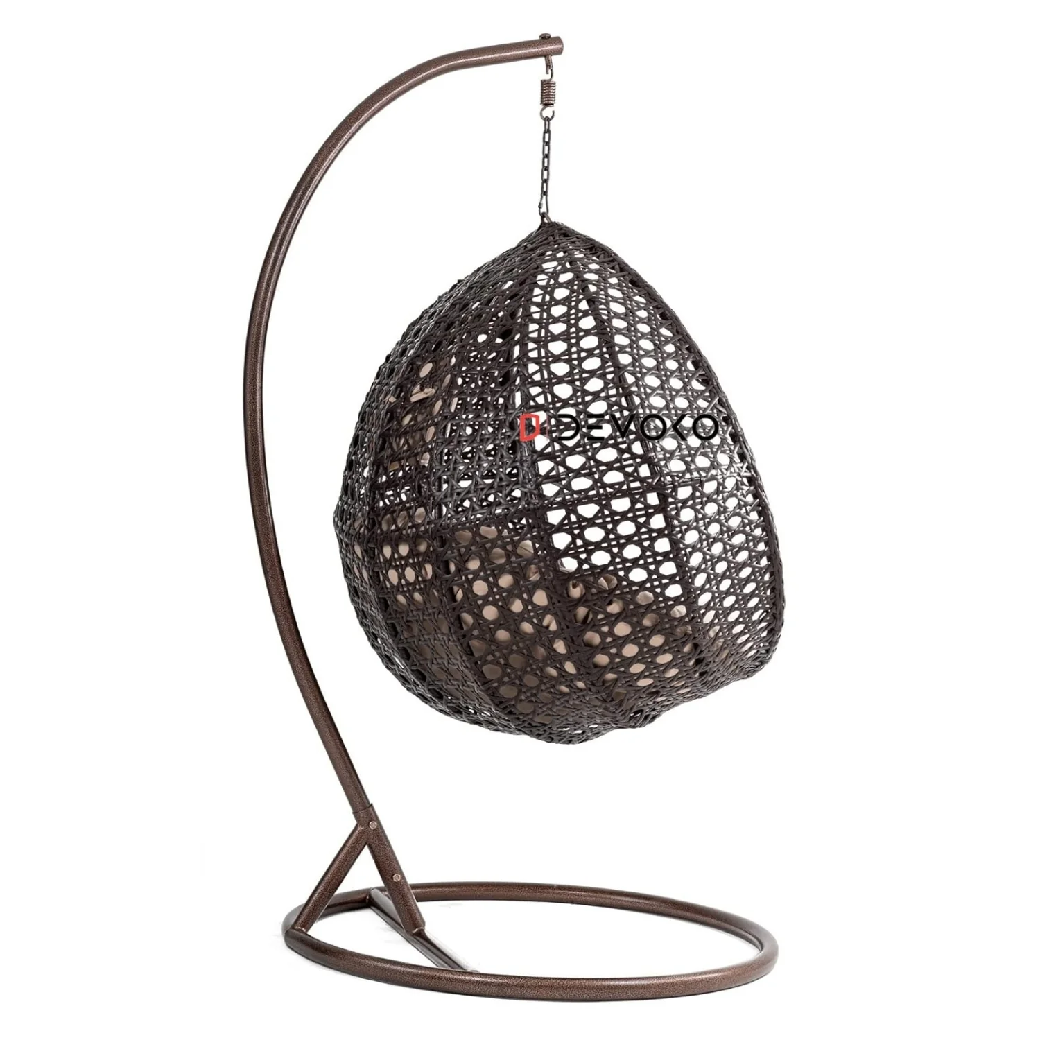 Single Seater Rattan & Wicker Swing (Dark Brown and Cream) - Image 8