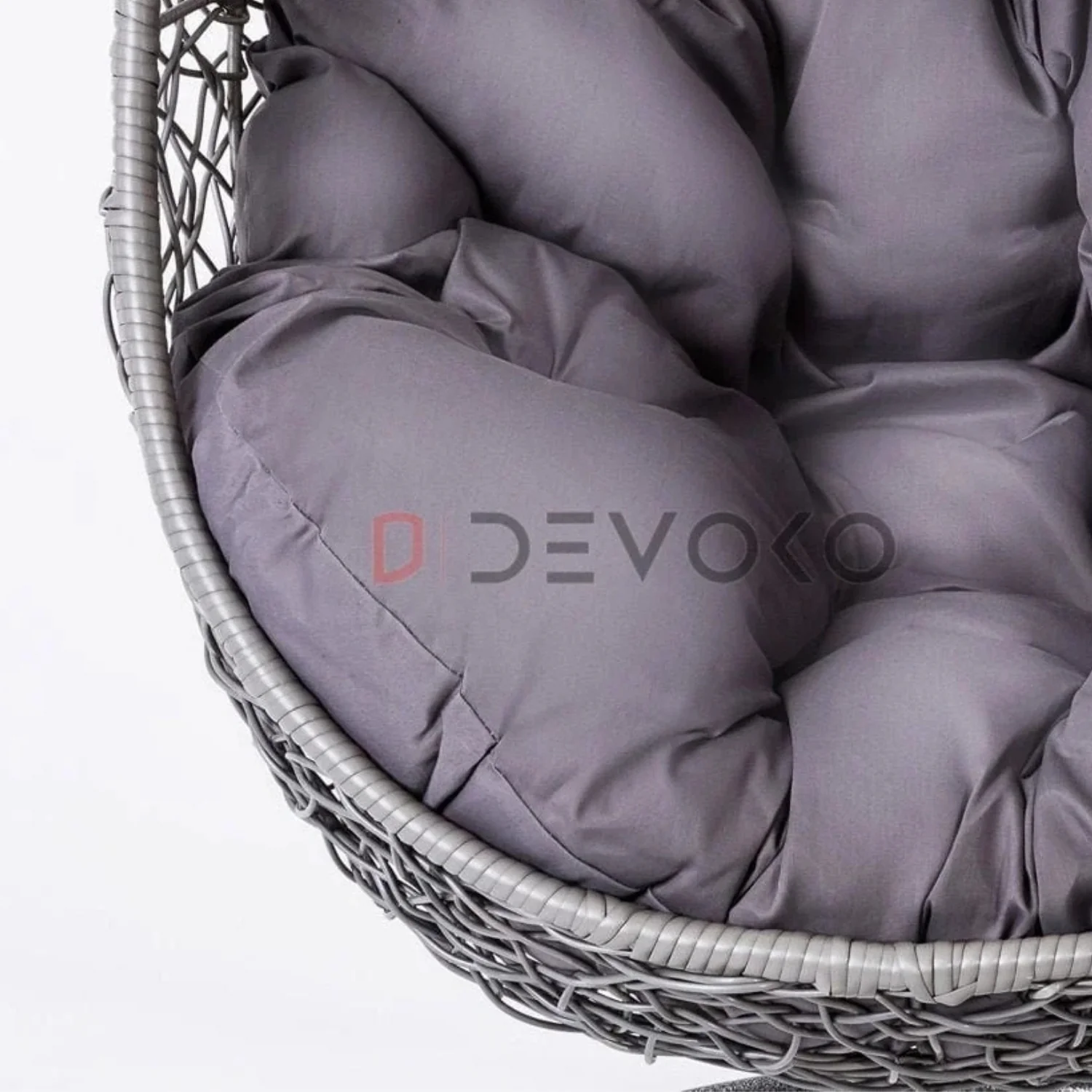 Single Seater Rattan & Wicker Swing (Grey) - Image 3