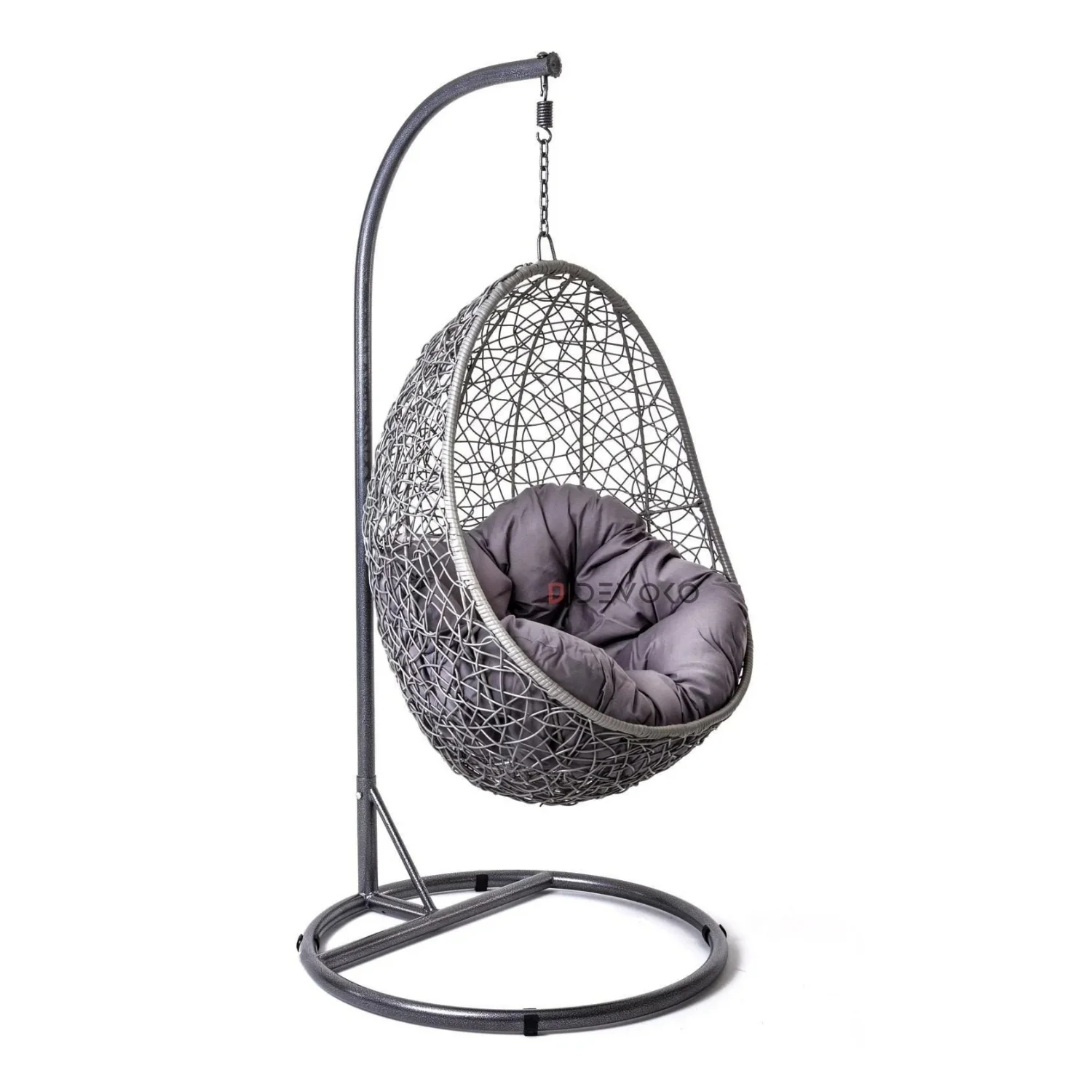 Single Seater Rattan & Wicker Swing (Grey) - Image 6