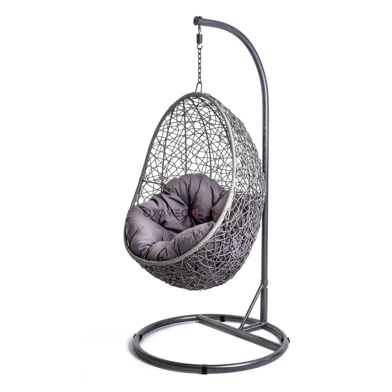 Single Seater Rattan & Wicker Swing (Grey) - Image 8