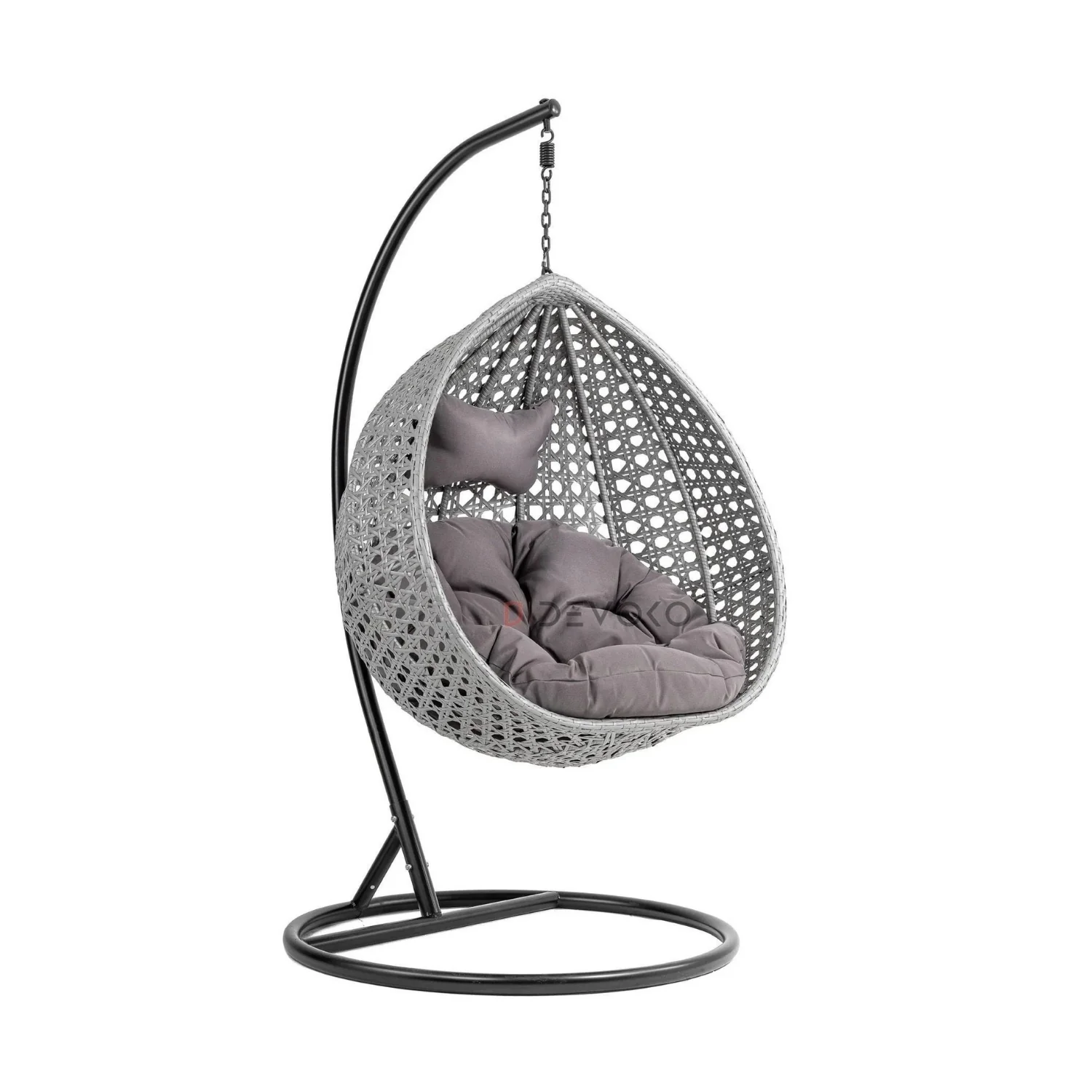 Single Seater Rattan & Wicker Swing (Grey) - Image 10