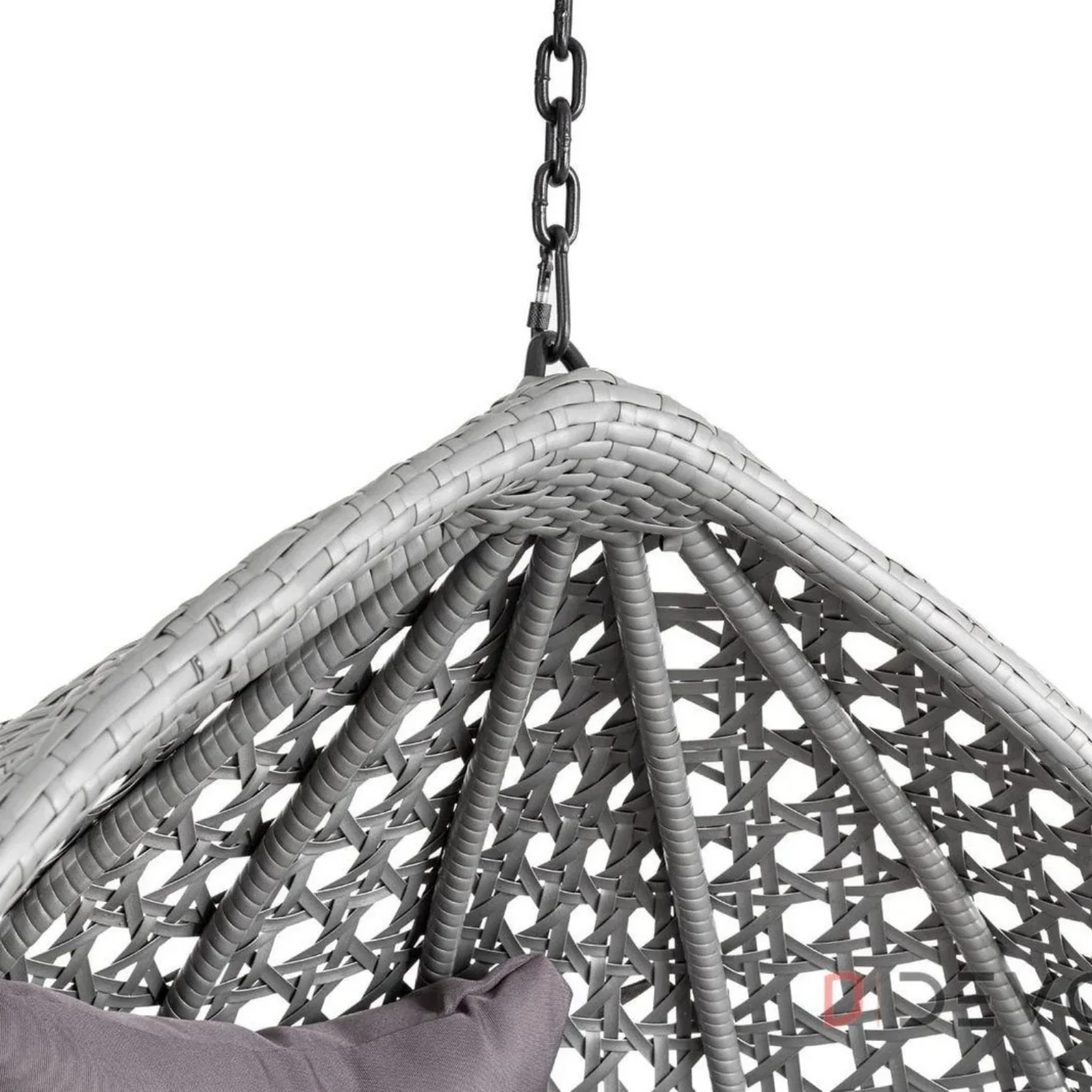 Single Seater Rattan & Wicker Swing (Grey) - Image 3