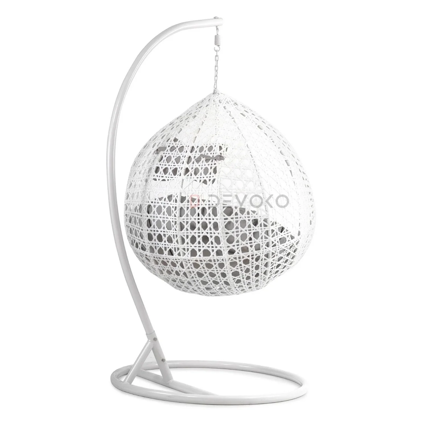 Single Seater Rattan & Wicker Swing (White & Grey) - Image 8
