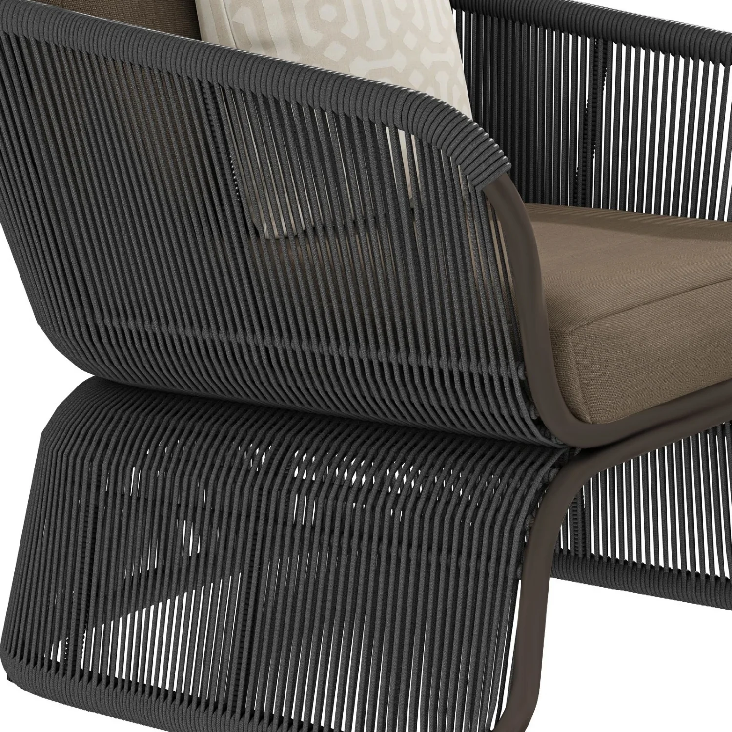 Outdoor Braided Rope Sofa Set With 2-Tier Glass Top Table - Image 4