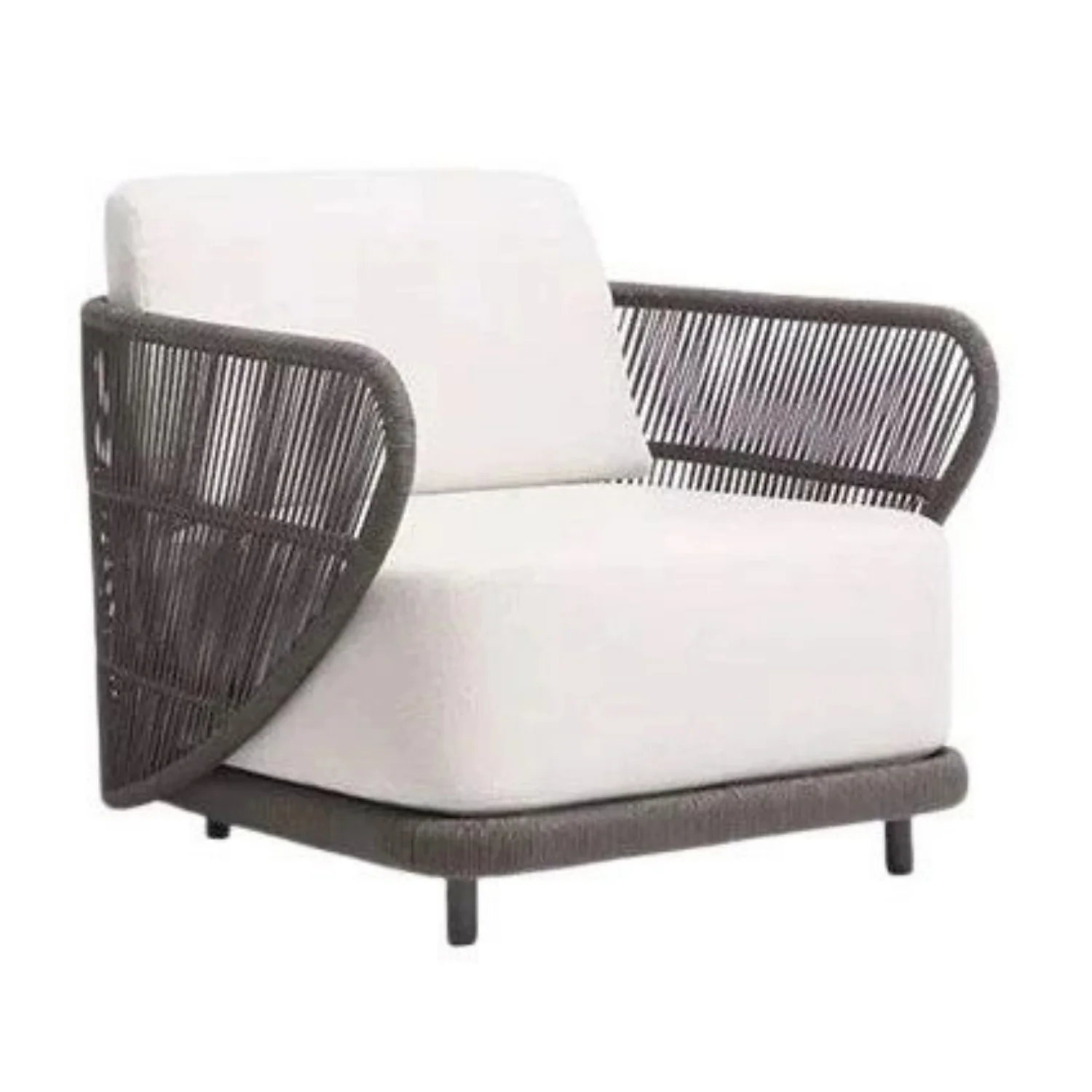 Outdoor Rope 4 Seater Sofa Set With Glass Top Tables - Image 5