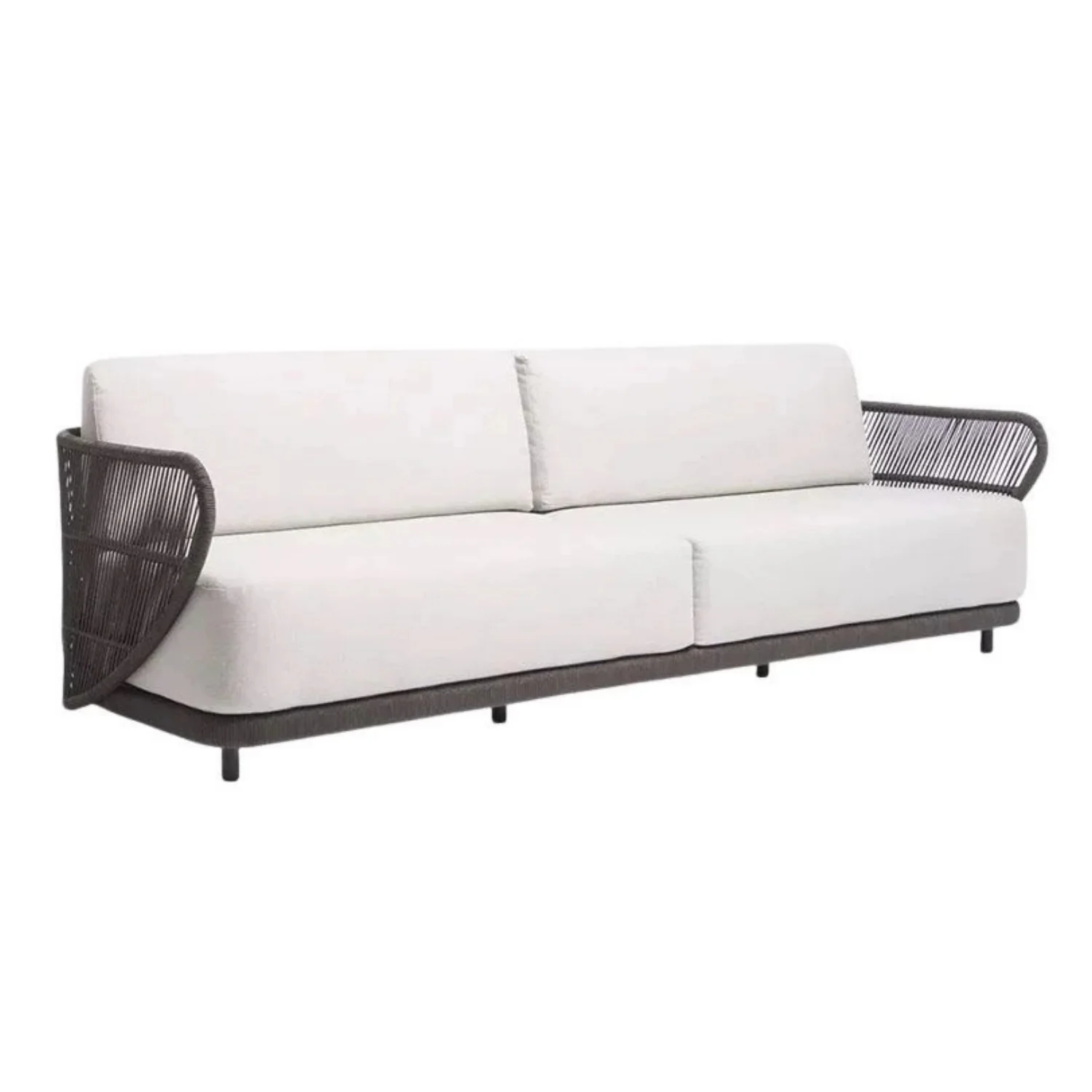 Outdoor Rope 4 Seater Sofa Set With Glass Top Tables - Image 9