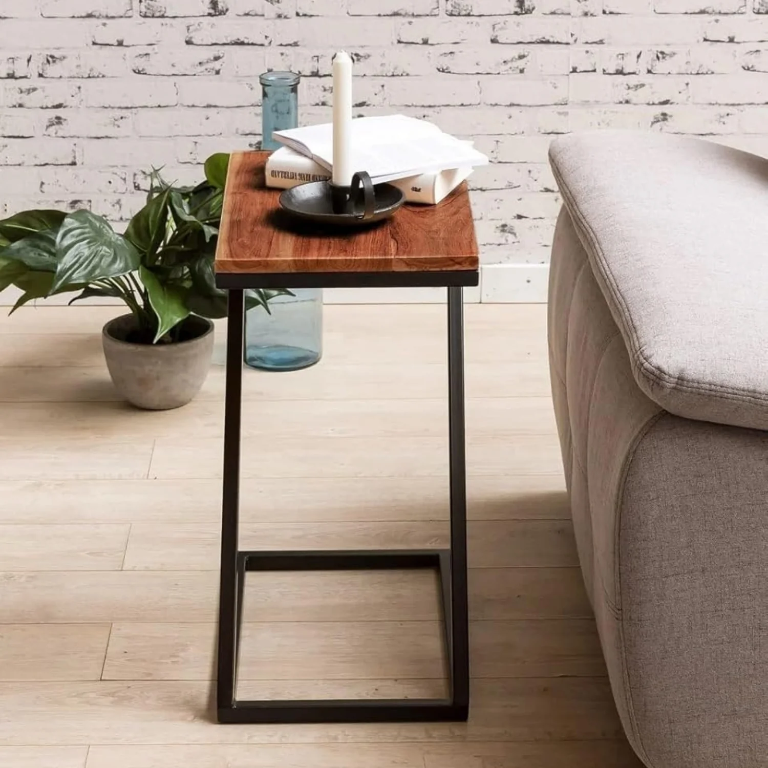 Solid Sheesham Wood Bedside Z-Shape Corner Side Small Coffee Table - Image 3